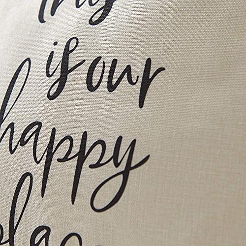 This is Our Happy Place Farmhouse Pillow Cover 18x18 Linen Decor - Pack of 1