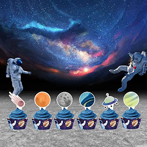 Outer Space Cupcake Toppers 24PCS Solar System Cake Decorations