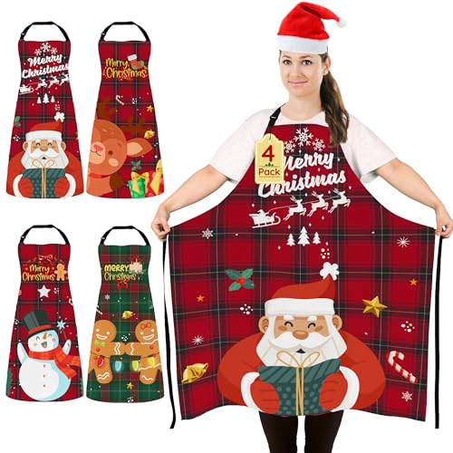Plus Size Christmas Chef Bib Aprons - Funny Holiday Kitchen Gift for Women Men
