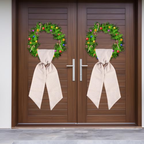 2 Pack Brown Stripe Wreath Sashes for DIY Embroidery - 5" x 54"