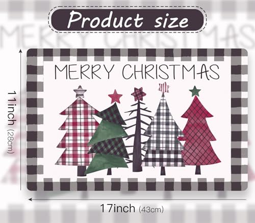 Disposable Christmas Tree Checkered Placemats Set - Black White Grid, 50 Sheets