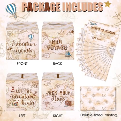Let the Adventure Begin Card Box & Advice Cards Set - Travel Theme Party Supplies