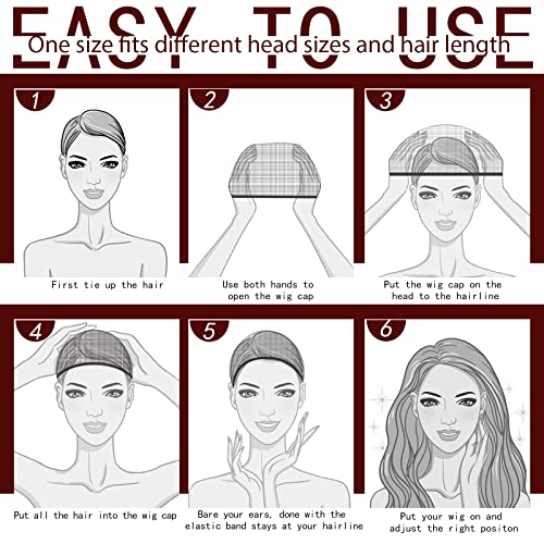 Fandamei 4PCS Nylon Wig Caps Nude Stretchable Stocking Cap for Wigs