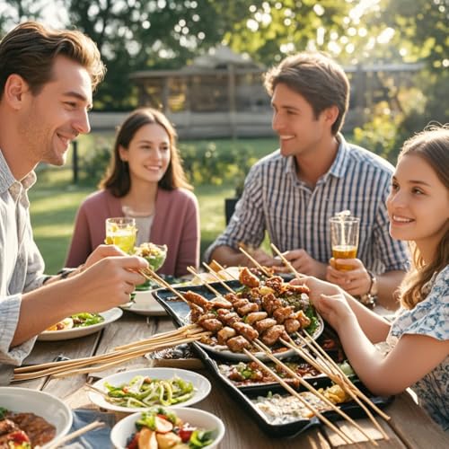 6-Inch Bamboo Skewers - Sturdy BBQ Skewers for Grilling & Parties (100 PCS)