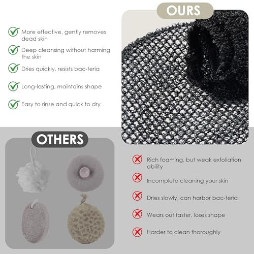 INNERNEED Exfoliating Mesh Sponge Case Cover for Body Scrubber, Black