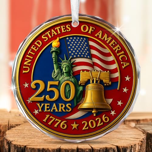 FLAGWIX USA 250th Anniversary Glass Ornament - Liberty Legacy Red Design
