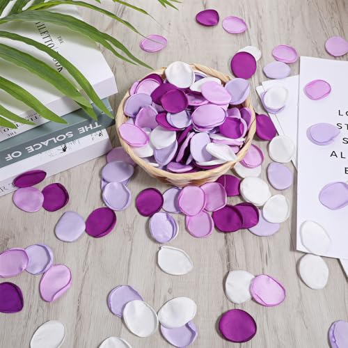 200Pcs Purple & White Silk Rose Petals for Weddings & Decor