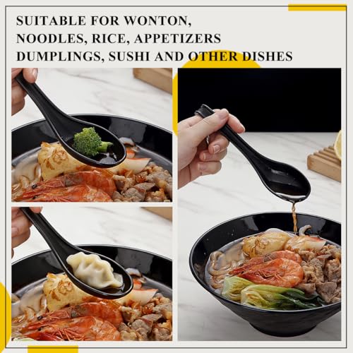 Berglander 12-Piece Asian Soup Spoon Set - Durable Plastic Spoons for Ramen, Pho, and Wonton