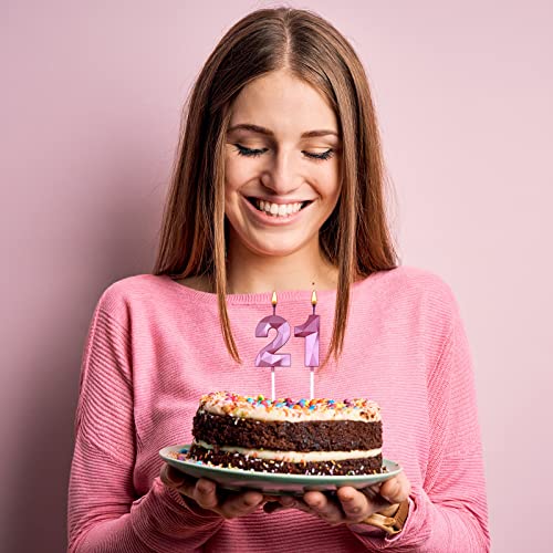 Pink 3D Diamond Birthday Candles - Number 14 & 41 Set