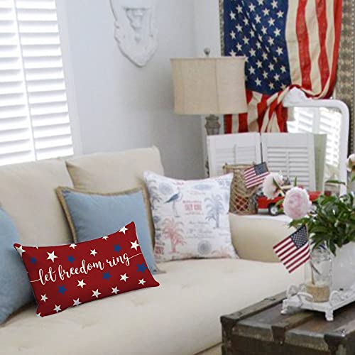 Patriotic 4th of July Pillow Cover 12x20 - Let Freedom Ring