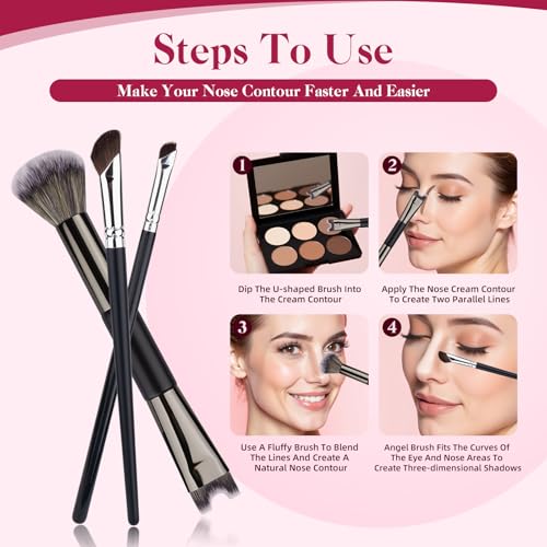 Sokfone Dual-End Nose Contour Brush, 2-in-1 Angled Makeup Brush for Sculpting