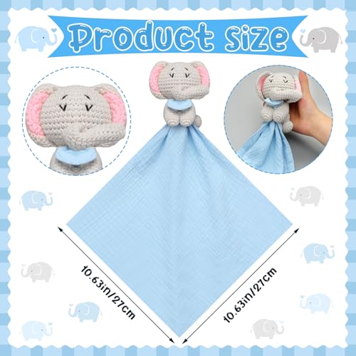 Elephant Security Blanket for Babies - Soft Crochet Lovey Toy