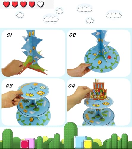 Super Brothers Cupcake Stand with 24 Toppers for Birthday Parties