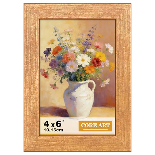 CORE ART 4x6 Gold Picture Frame with HD Plexiglass for Wall and Desktop