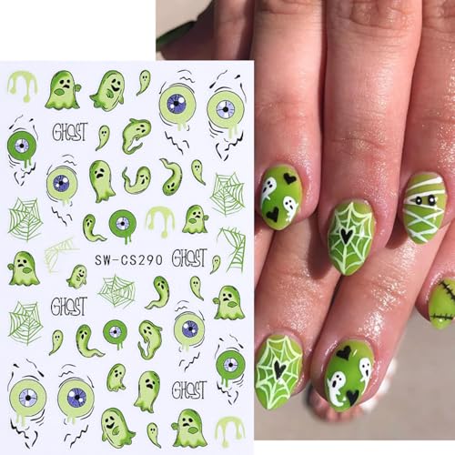 TailaiMei 6 Sheets Halloween Nail Stickers Pumpkin Bat Decals