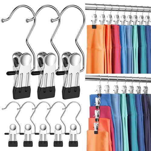 DOIOWN 12 Pack Pants Hangers with Clips - Non-Slip Black Legging Organizers
