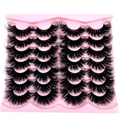 HBZGTLAD 14 Pairs 25mm Faux Mink Lashes - Dramatic Cat Eye False Eyelashes