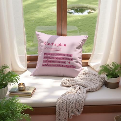 Pink Christian Pillow Cover 18x18 - Religious Home Decor