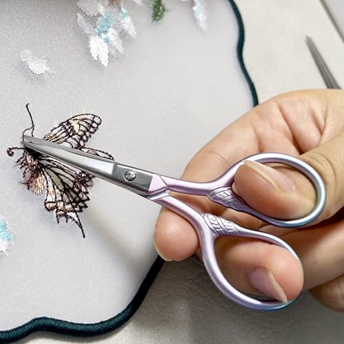 GEMGIMY Precision Beauty Scissors 2-Piece Set for Facial Hair Eyebrow Trimming and DIY Crafts