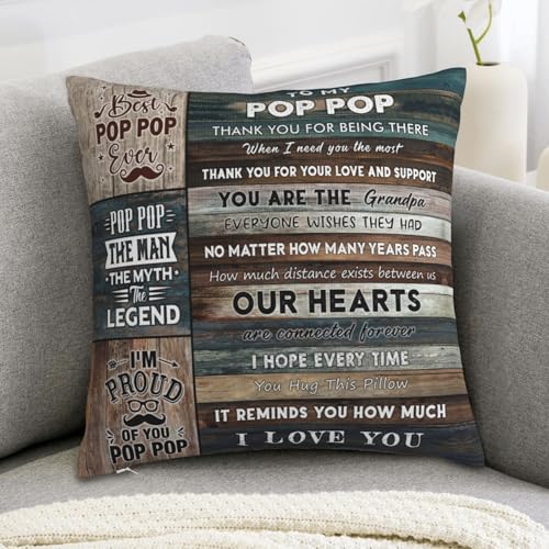 Pop Pop Throw Pillow Cover 18x18 Inches - Meaningful Grandpa Gift