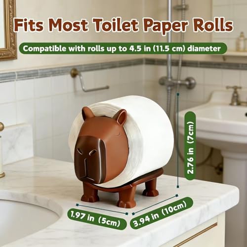 Capybara Toilet Roll Holder - Brown, 3D Printed Bathroom Decor