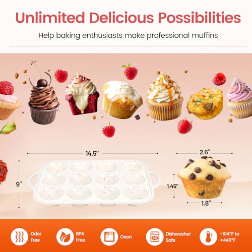 Fimary Silicone Muffin Pan - Nonstick 12-Cup Baking Mold