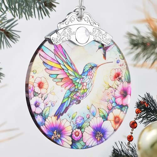 Hummingbird Stained Glass Ornament - Elegant Christmas Decor