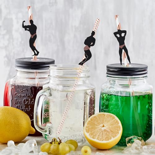 36 Pcs Bachelorette Party Straws - Funny Male Dancer Designs