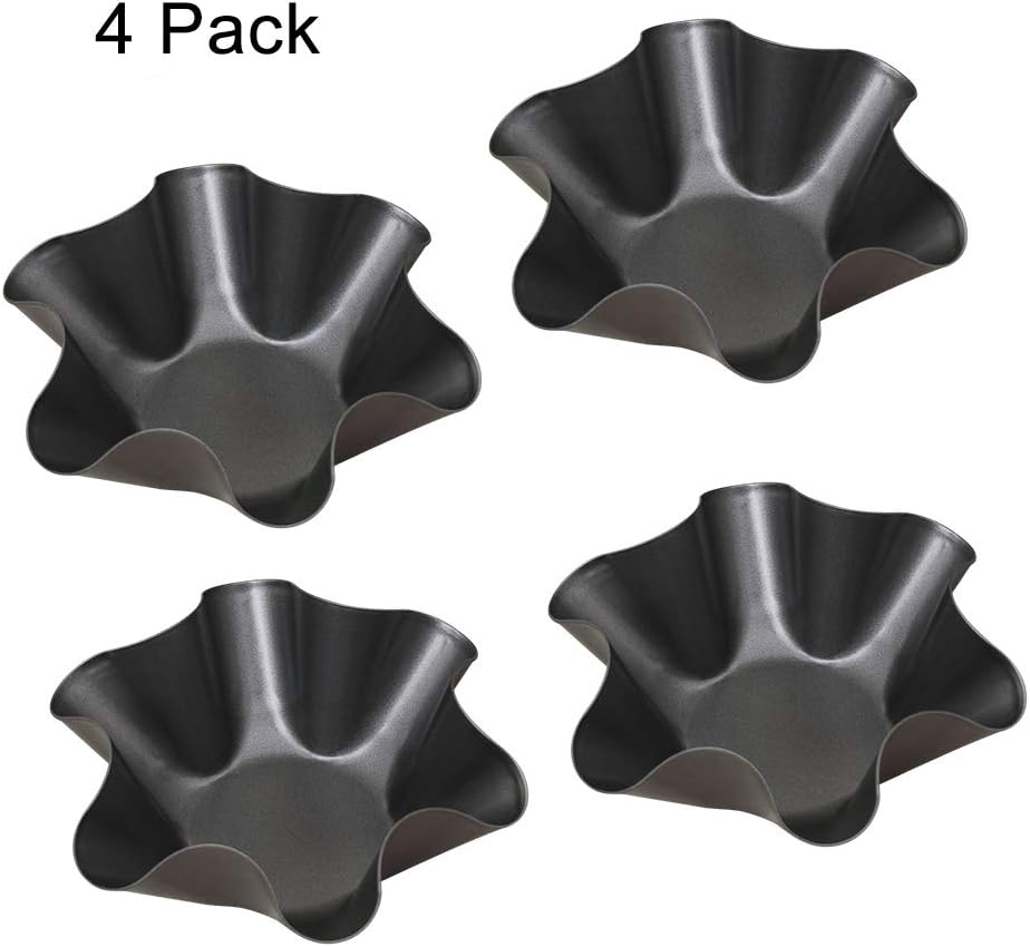 Skiennix Tortilla Pan Set - Nonstick Taco Salad Bowl Molds - Large Carbon Steel Baking Bowls (6-Petaled Flower)