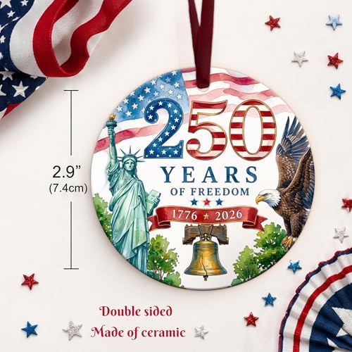 250th Anniversary Ceramic Ornament - Patriotic Blue Keepsake Decor