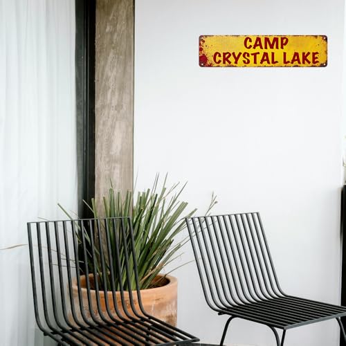 Camp Crystal Lake Street Sign - Vintage Metal Tin Sign (16x4 Inches)