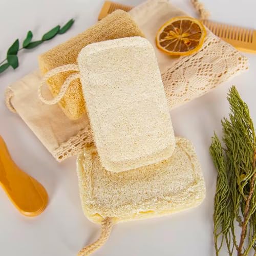8 Natural Loofah Kitchen Sponges with Hanging Loops for Cleaning