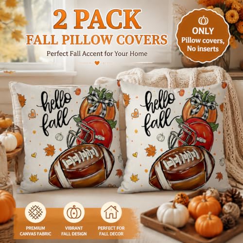 GEEORY 18x18 Inch Fall Pumpkin Pillow Covers - Set of 2 for Autumn Decor