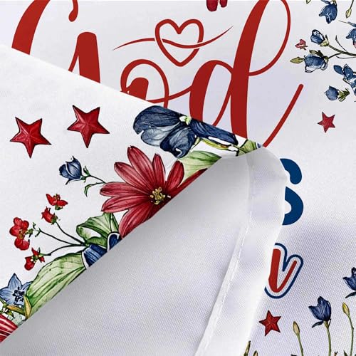 BATRUG Patriotic American Flag Shower Curtain - 70x70in Floral Cross