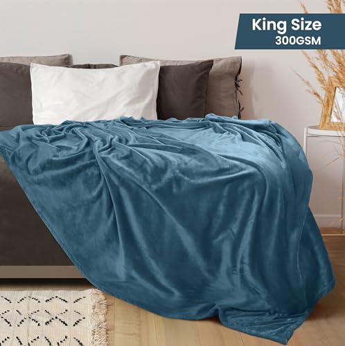 Soft Fleece King Blanket - Stone Blue (90x102 Inch) - Utopia Bedding