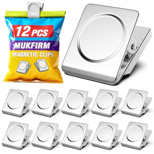 12 Pack Heavy Duty Magnetic Clips for Notes and Photos - MUKFIRM