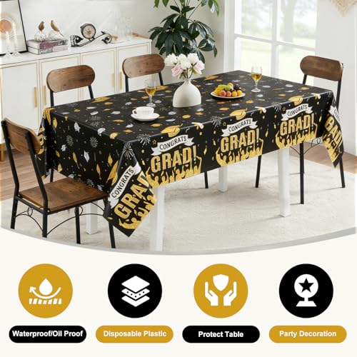 Accevo Class of 2026 Graduation Disposable Plastic Tablecloth 108" x 54" 2 Pack