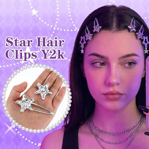 22pcs Silver Star Hair Clips Set Metal Hair Barrettes for Women