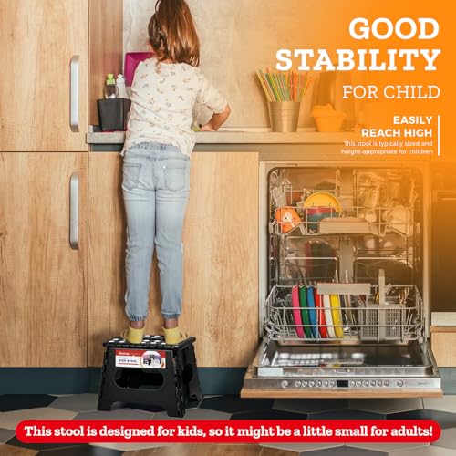 Collapsible Step Stool - Lightweight 7.5 Inch Folding Stool for Kids & Adults