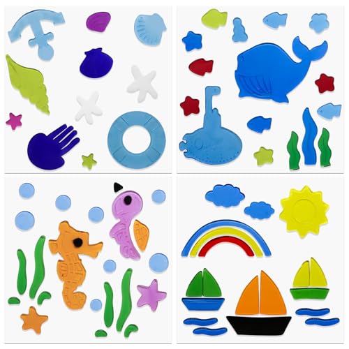 Summer Gel Window Clings - 4Pcs Colorful Jelly Stickers for Kids