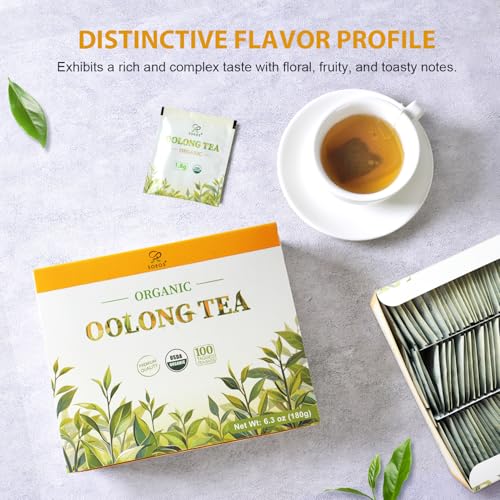 Soeos Organic Oolong Tea, 100 Tea Bags, Premium Hot & Cold Brew Tea