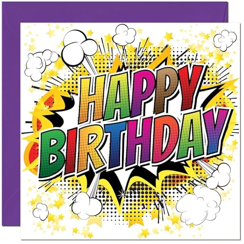Comic Book Style Birthday Card for Kids & Adults - 145mm