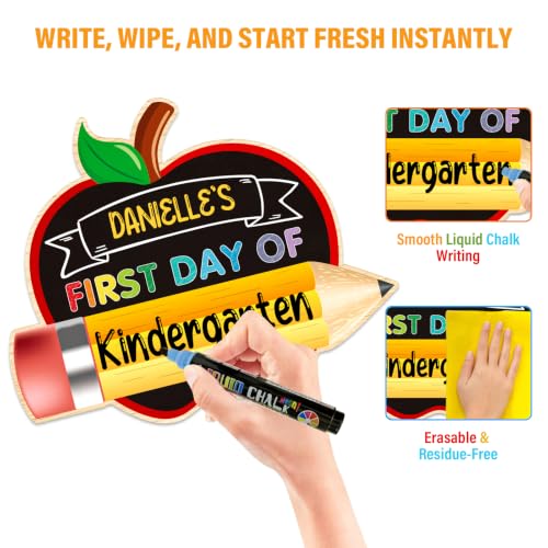 LZPTQ Double-Sided Reusable Apple-Shaped First & Last Day of School Sign 13x10.6"