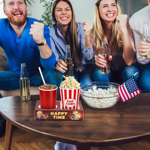 16 Pcs Retro Movie Night Snack Trays with Cup Holder - Brown
