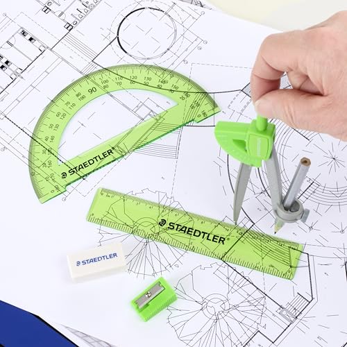 STAEDTLER 6-Piece Student Math Geometry Set with Zippered Pouch