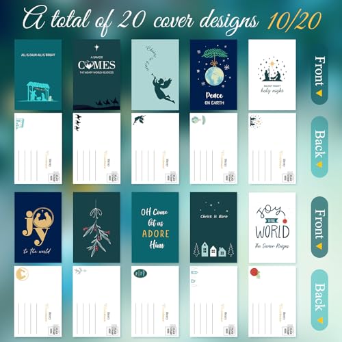 Religious Christmas Postcards 80 Pcs Nativity Holiday Christian Cards Blue Green