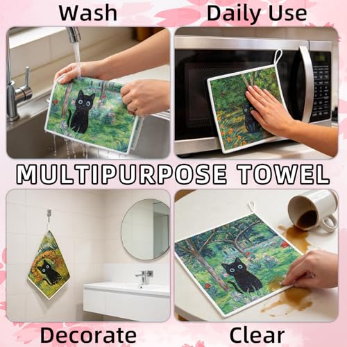 AiHeart 6-Pack Reusable Microfiber Kitchen Dish Cloths with Hanging Loop