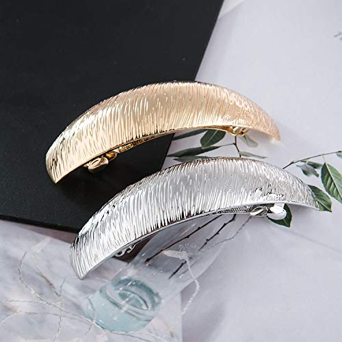 JinYu Silver Metal Hair Barrette French Style Automatic Clasp