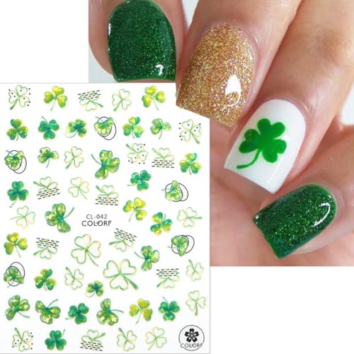 St. Patrick's Day Shamrock Nail Stickers - 8 Sheets Green Clover Decals