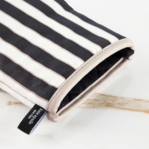 Kate Spade New York Botanical Stripe Mini Oven Mitt 2-Pack Set, 5.5" x 8", Black/Beige